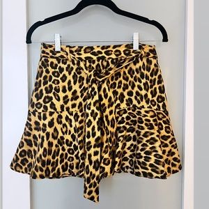 ZARA Belted Ruffle Bow Skort Shorts Animal Print Leopard 7818/290